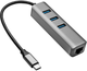 Hub USB Akyga AK-AD-66 USB - C - USB 3.0 3-port + Ethernet Black - obraz 1