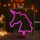 Неоновий світлодіодний нічник для інтер'єру єдиноріг Decoration Lamp USB/3хАА Теплий рожевий | Настільне світло - зображення 11