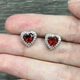 Серьги с цирконами "Сияние рубиновых сердец" покрытие серебром Xuping Jewelry в бархатной коробочке (16249) - изображение 4