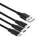 Зарядка 3 в 1 нейлонова з USB to Micro / Lightning / Type-C 6A 1.2м Чорний - зображення 4