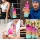 Пляшка з градієнтом для спорту та фітнесу Gradient Rose пляшка для води/соку з мотиваційною шкалою та ручкою, 2000 мл, рожево-блакитний (100935459) - зображення 3