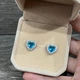 Серьги с цирконами "Сияние аквамариновых сердец" покрытие серебром Xuping Jewelry в бархатной коробочке (16249) - изображение 2