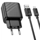 Мережевий зарядний пристрій HOCO CS21A Rich single port QC3.0 charger set(Micro)(EU) Black (6942007609890) - изображение 2