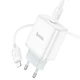 Мережевий зарядний пристрій Hoco C104A Stage 20 Вт USB-C PD/QC з кабелем Lightning білий - изображение 3