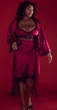 Халат сатиновый длинный Victoria's Secret Satin & Rose Lace Open-Back Long Robe бордовый M/L - зображення 4