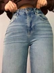 Джинси жіночі Zeo Basic 4741 palazzo jeans висока талія широкі палаццо стрейчеві вінтажні 40 блакитні - зображення 4