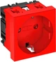 Розетка modul 45 с заземл. и шторками 250V~, 16A, 0˚ Красная (6120014) - изображение 1