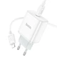 Мережевий зарядний пристрій з кабелем HOCO C104A Stage single port PD20W charger set (C to iP)(EU) White (6931474782908) - изображение 3