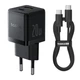 Комплект для быстрой зарядки Зарядное сетевое устройство Baseus Palm 20W Type-C+USB QC3.0+PD3.0 + Кабель Type-C to Type-C 60W 1m (P10111608113-01) Black - изображение 1