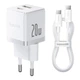 Комплект для быстрой зарядки Зарядное сетевое устройство Baseus Palm 20W Type-C+USB QC3.0+PD3.0 + Кабель Type-C to Type-C 60W 1m (P10111608213-01) White - изображение 1