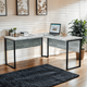 Стіл кутовий офісний Tobi Sho LOFT Iceberg СУЛА/1-1 стільниця 18 мм, 1400х1400х750 Дуб крафт білий - зображення 2