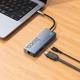 Хаб адаптер Hoco HB51 (Type-C, HDMI, 4K 60Hz, RJ45 Ethernet, до 100 Мбит/с, USB, до 5 Гбит/с, быстрая зарядка, до 100 Вт) - Серый - изображение 8
