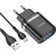 Мережевий зарядний пристрій Hoco N1, 2.4 А, USB, black, кабель USB to MicroUSB - зображення 6