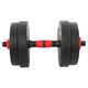 Гантели трансформер превращаются в штангу 3в1 SP-Sport TA-9455-15 15кг (2 грифа l-35см, блины, цемент, в комплекте удлинитель грифа l-40см, черный-красный) - изображение 4