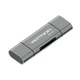 Картридер Vention CCHH0 USB 3.0 Type-A/Type-C/Micro USB для карт SD/microSD, металевий корпус, сірий - зображення 1