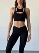 Спортивные женские леггинсы Soft с косым поясом и боковыми карманами Brazilian Push Up V-пояс Однотонные L Черные (5118L) - изображение 3