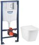 Инсталляция GROHE Rapid SL 38772001 с панелью смыва Skate Cosmopolitan 38732000 + унитаз подвесной KRONER Eifel WHI493436 Tornado Rimless с сиденьем Soft Close дюропласт - изображение 1