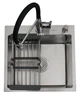 Мойка из нержавеющей стали AQUAMILL 5050 decor + смеситель со съемным изливом + дозатор + решетка + сифон - изображение 1