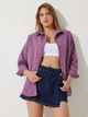 Рубашка хлопковая оверсайз женская Happiness DD00842 38 Dark Lilac (8496160096656) - изображение 4