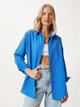 Рубашка хлопковая оверсайз женская Happiness DD00842 42 Vivid Blue (8496160383398) - изображение 3