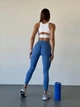 Спортивные женские леггинсы Soft с косым поясом и боковыми карманами Brazilian Push Up V-пояс Однотонные L Синие (5117L) - изображение 2