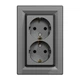 Розетка подвійна з заземленням Schneider Electric Asfora EPH9900171 з кришкою антрацит - зображення 1