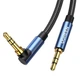Аудиокабель mini jack 3,5 mm UGREEN AV112 Gold Plated Metal Case с угловым L-образным штекером (1m). Blue - изображение 2