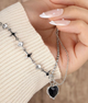 Цепочка Fashion Jewerly с кулоном черное сердце в готическом стиле y2k серебристая бижутерия (SVS) - изображение 6