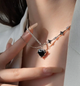Цепочка Fashion Jewerly с кулоном черное сердце в готическом стиле y2k серебристая бижутерия (SVS) - изображение 3