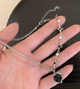 Цепочка Fashion Jewerly с кулоном черное сердце в готическом стиле y2k серебристая бижутерия (SVS) - изображение 4