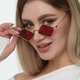 Сонцезахисні окуляри No Brand ромби Romb червоні із золотом - зображення 1