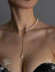 Цепочка колье Fashion Jewerly галстук на шею с искусственным жемчугом золотистый цвет бижутерия (SVS) - изображение 1