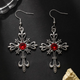 Серьги Fashion Jewerly ажурные кресты с красным камнем в готическом стиле y2k серебристые (SVS) - изображение 2