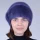 Женская шапка из натурального меха норки на вязаной основе Меховой Стиль Лобик 54-60 Темная сирень (132/L) - изображение 2