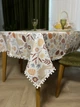 Скатерть водоотталкивающая Delux Textil с помпонами Пасхальные кролики классик 140 х 110 см (368133) - изображение 1