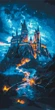 Картина по номерам Пейзаж. Величественный дворец. Хогвартс 40*80 см Оригами LW 5106 - изображение 1