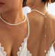 Кольє перлинне Fashion Jewerly ланцюжок бодічейн на шию спину одяг жіноче намисто краватка сріблястий колір біжутерія (SVS) - зображення 3