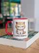 Кружка с рисунком "I Love People" на подарок для друга, парня, подруги, девушки керамическая 330 мл белая с красной ручкой - изображение 3