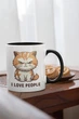 Чашка з принтом "I Love People" на подарунок для друга, подруги керамічна 330 мл біла з чорною ручкою - зображення 2