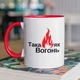 Чашка з принтом "Така як вогонь" на подарунок для дівчини, подруги керамічна 330 мл біла з червоною ручкою - зображення 1