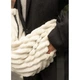 Жіноча сумка Sambag HOBO Bag-glove тканева молочна - изображение 4