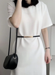 Пояс тонкий узкий ремень женский регулируемый для платьев, рубашек, брюк с золотой пряжкой экокожа 60см черный (AN) 34055 - изображение 2