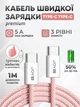 Кабель быстрой зарядки андроид айфон Type-C JoyPro 20W Pink зарядный шнур USB-C 1 метр 5А для смартфонов apple iphone android Универсальный Тайпси + Тканевая оплетка + Держатель кабеля в комплекте (Розовый) - изображение 1