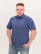 Рубашка мужская синяя в клетку со стрейчем 5313-2 2XL - изображение 1