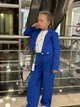 Костюм для дівчинки Y-Clu Y21121-Y21123 короткий жакет + штани-палаццо синій 36 140см - зображення 2