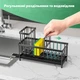 Кухонный органайзер для раковины, столешницы с водоотливом 360° на 3 сменных отделения для хранения губок, щеток, моющих средств, нержавеющая сталь - изображение 6