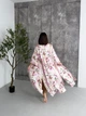 Жіночий халат кімоно довгий COSY Morning Bloom шовк-сатин 2XL/3XL рожеві квіти на молочному MB1 - зображення 5