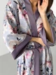 Женский халат кимоно длинный COSY Morning Bloom шелк-сатин L/XL цветы на лавандовом цвете MB2 - изображение 6