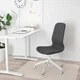 Кресло для конференций без подлокотников LANGFJALL на колесах 104 см IKEA 392.525.15 белый / серый - изображение 2