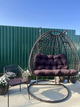 Подвесное кресло-кокон из техноротанга "Double-Garden" Brown Коричневый, двухместные качели гамак для дачи с подушкой - изображение 2